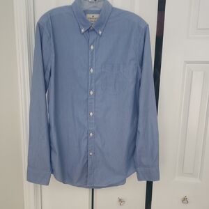 Men's American Eagle Blue Pinstriped Button Down Medium